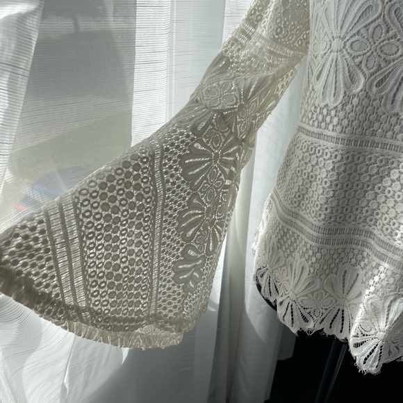 Anthropologie Luna Moon/EUC Elegant White Lace Women's Top Sz S - Picture 6 of 7